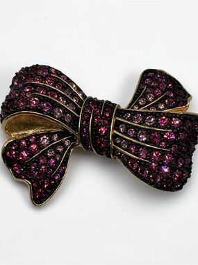 Joan Rivers Purple Crystal Bow Brooch Pin